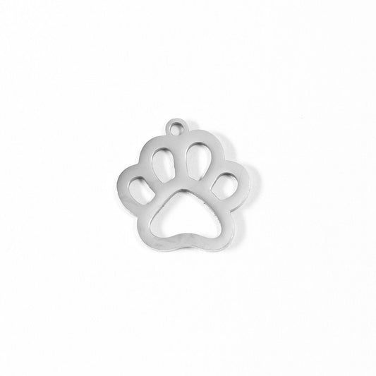 18K Gold PVD Stainless Steel Paw Print Charm: Gold