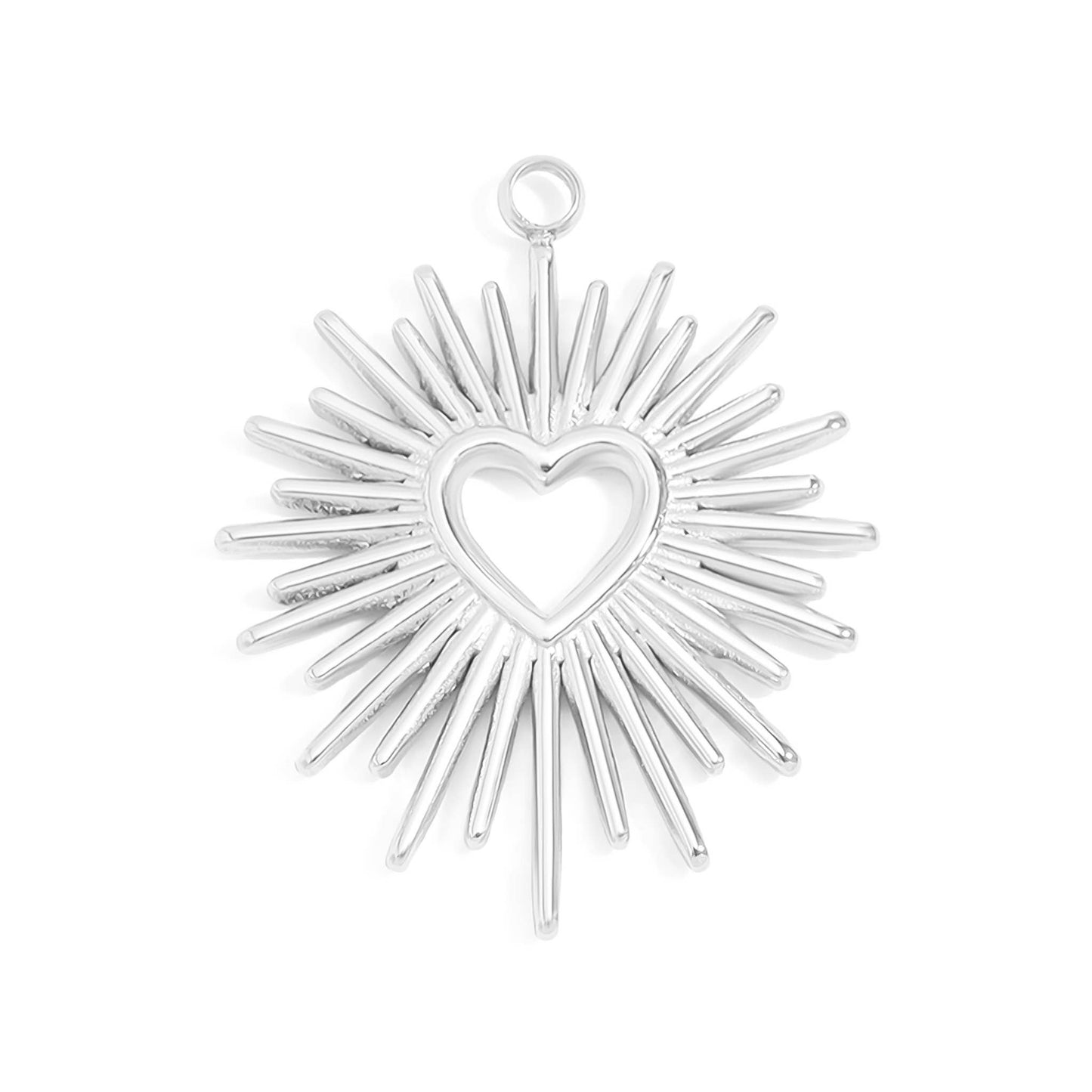 Sunburst Heart Charm 18k Gold finish