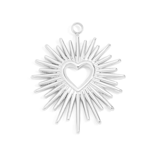 Sunburst Heart Charm 18k Gold finish