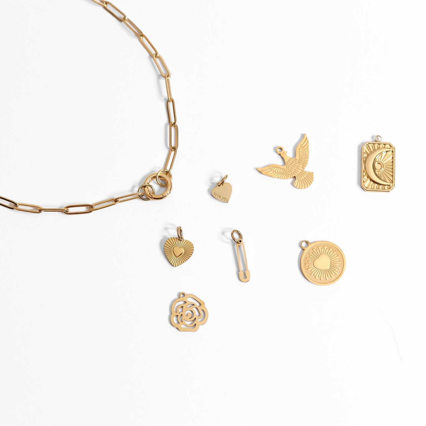 Mini Love You Heart Charm Silver