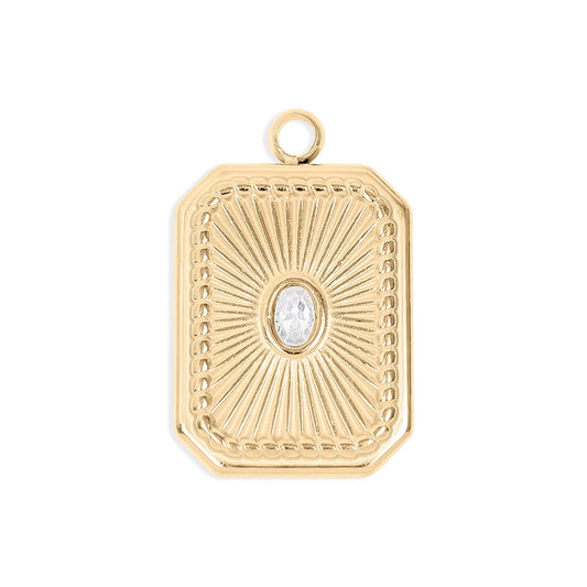 Rectangle Sunburst Crystal Charm 18K Gold finish