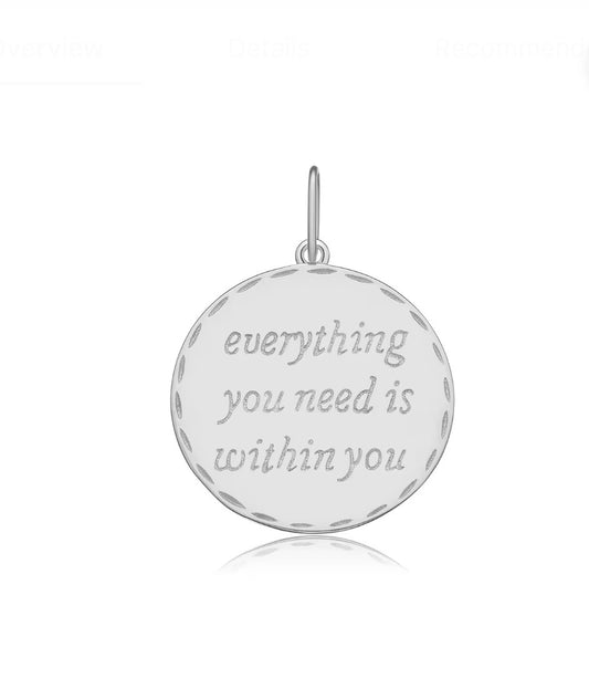 Sterling Silver "Everything you need is within you" Necklace