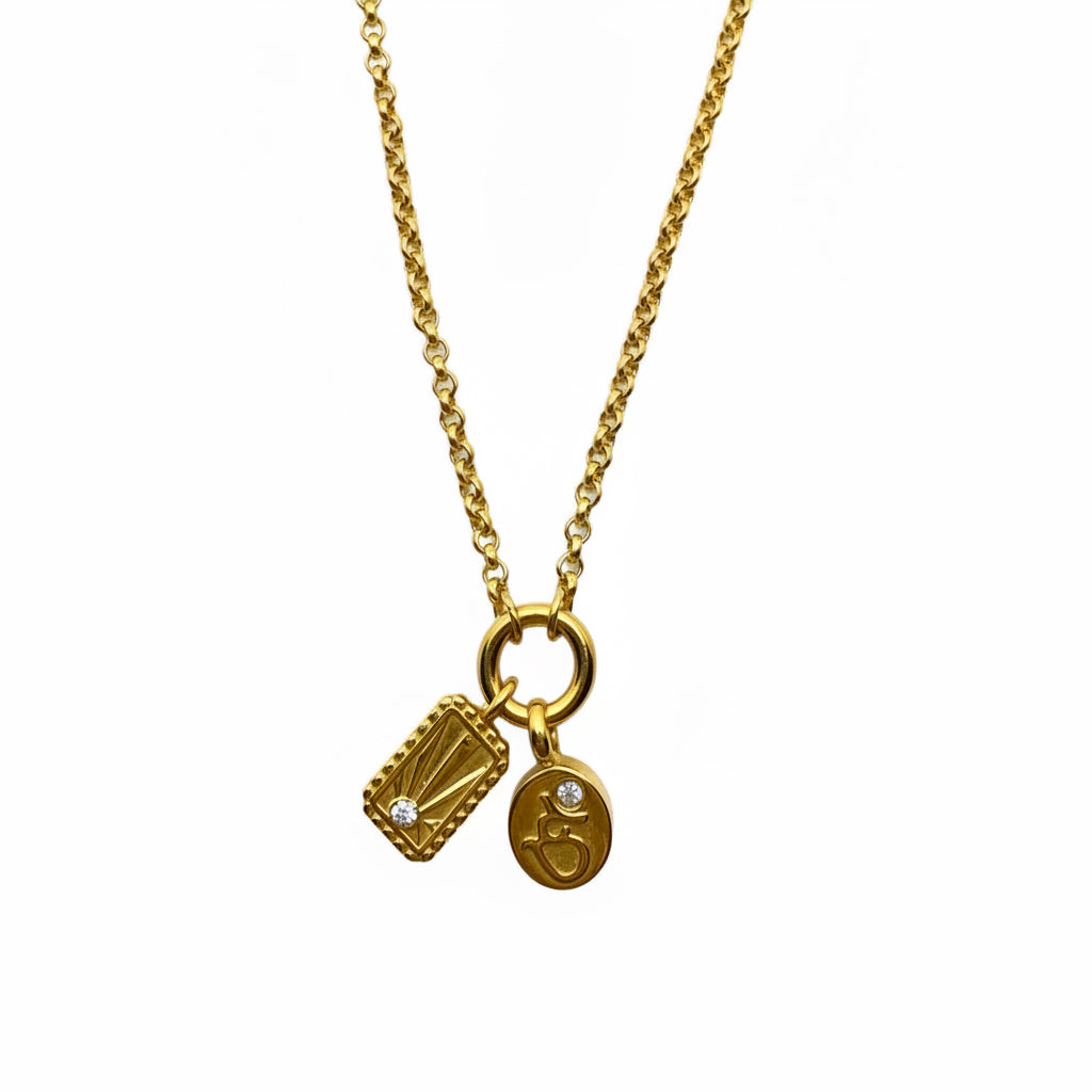 Belcher Chain Charm keeper in 18k gold finish