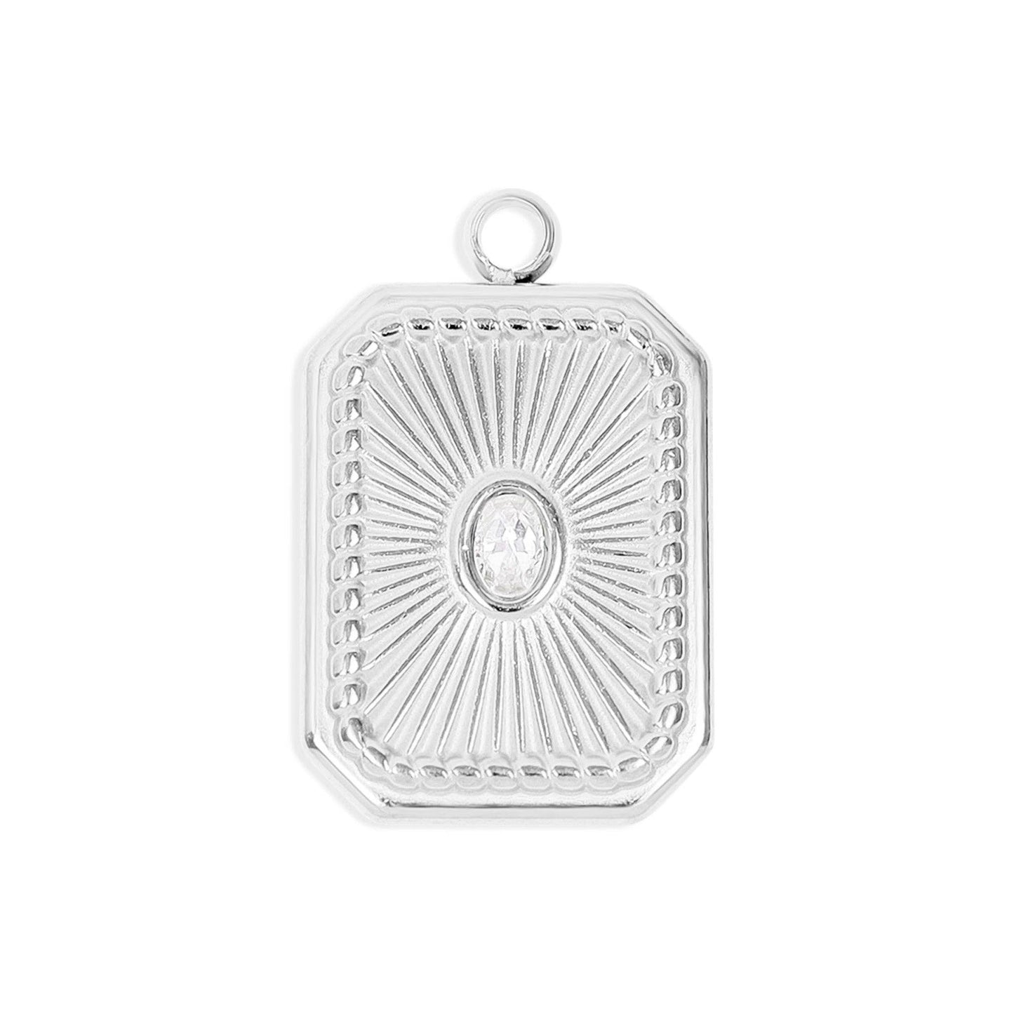 Rectangle Sunburst Crystal Charm 18K Gold finish