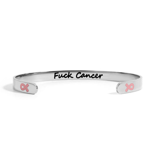 18K Gold PVD Stainless Steel Adjustable Bangle F*ck Cancer
