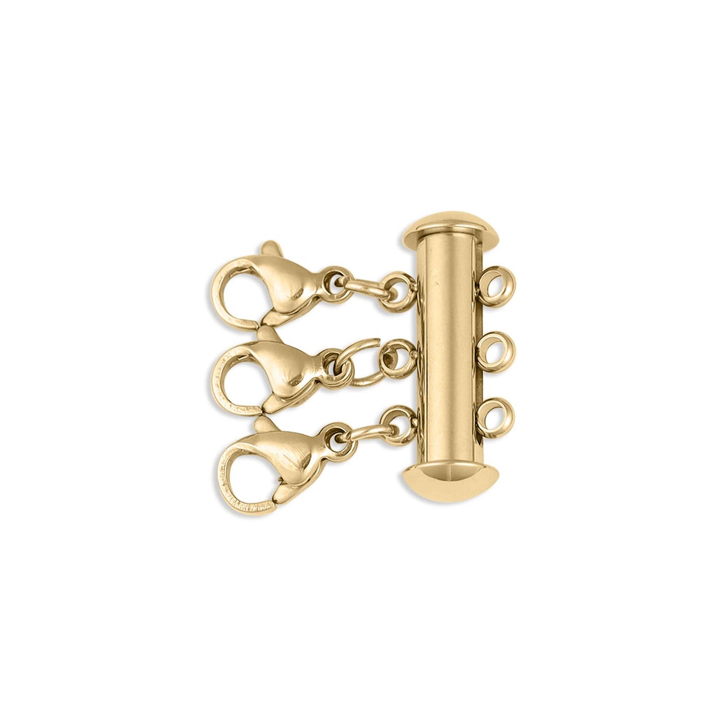 18K Gold PVD Stainless Steel 3 Row Layering Necklace Magnetic Clasp: Stainless