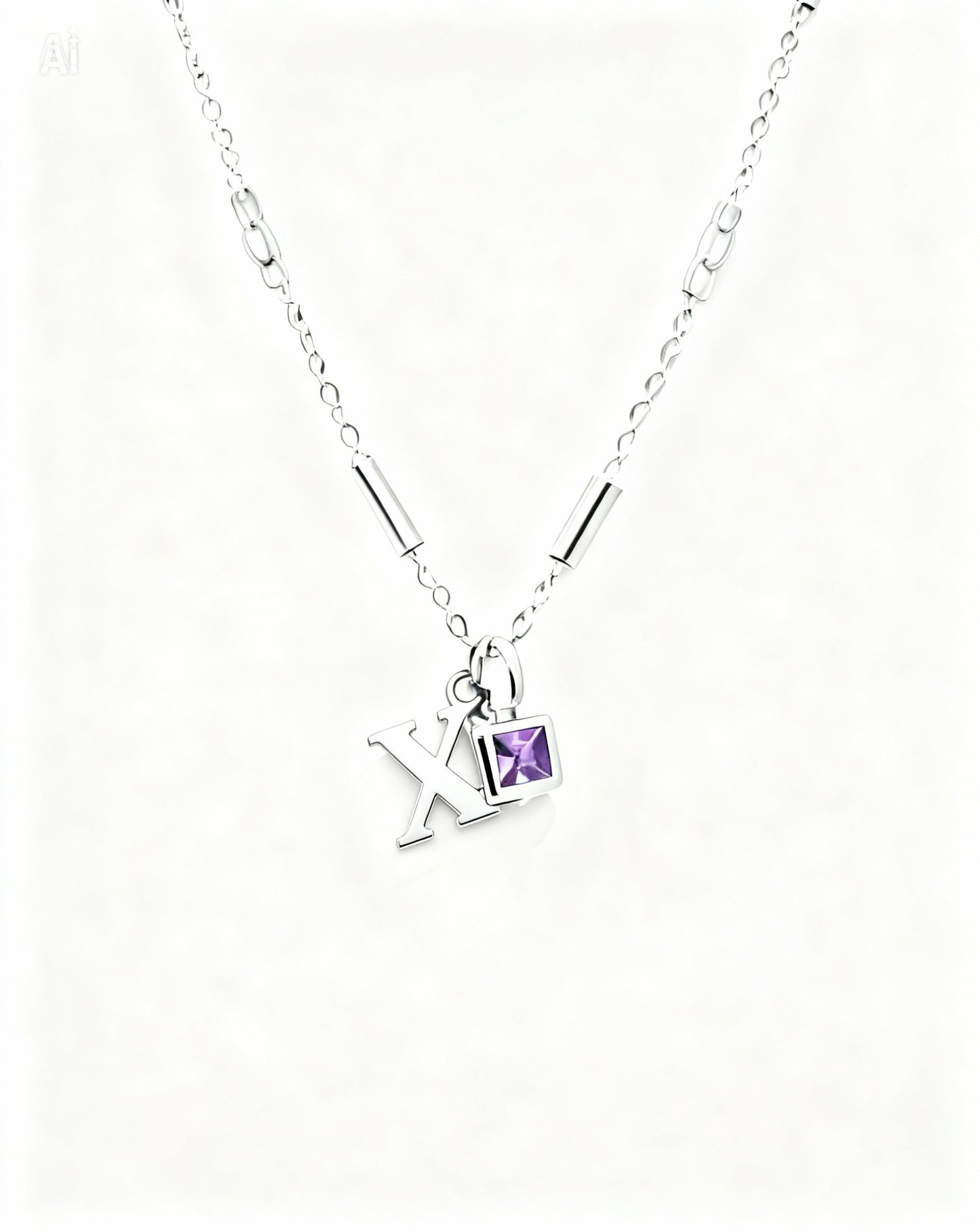 February Birthstone & Initial Bracelet - Amethyst
