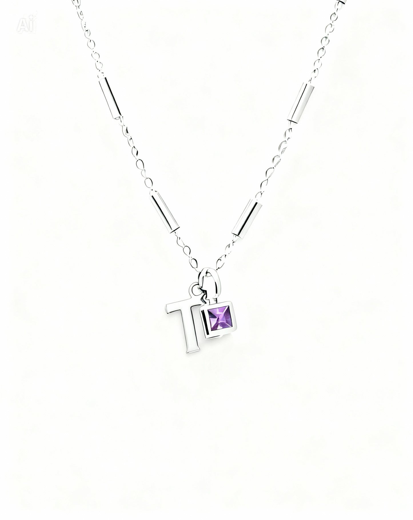 February Birthstone & Initial Bracelet - Amethyst