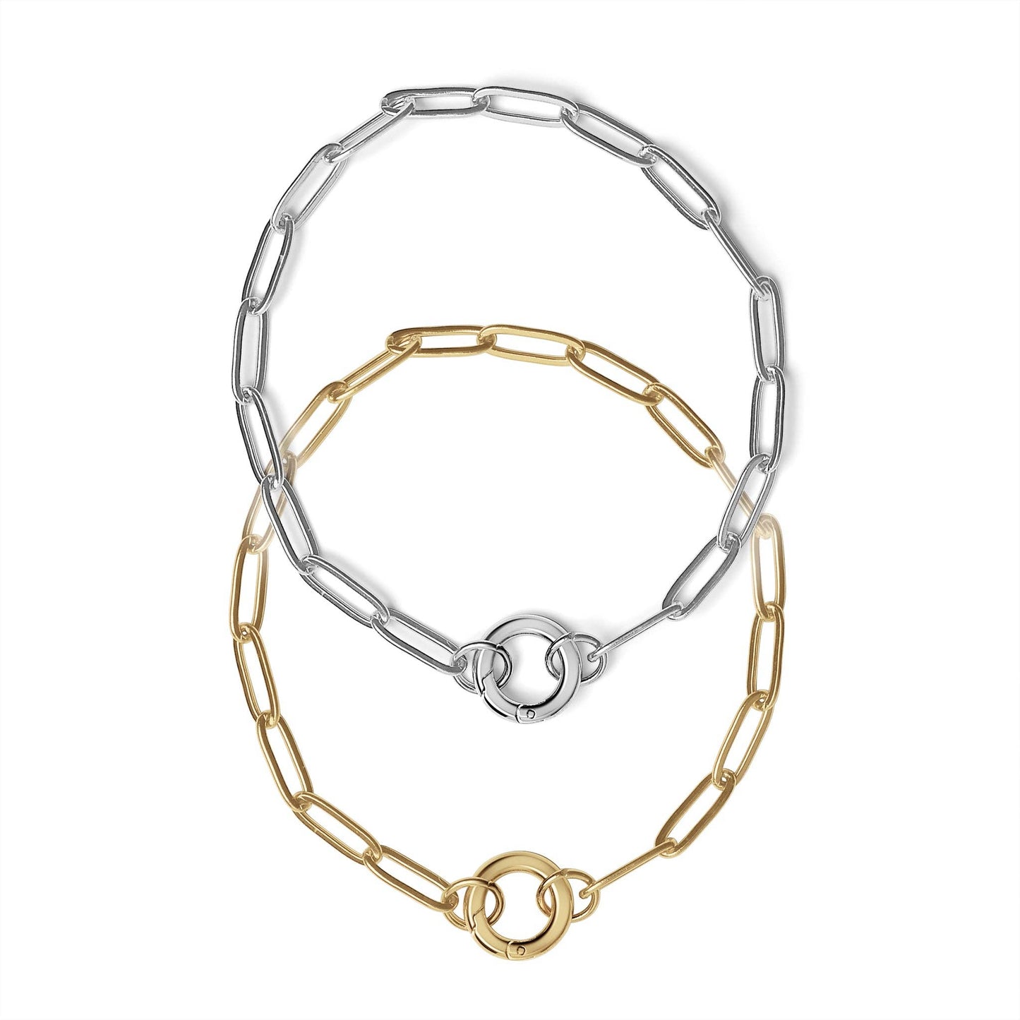 Paperclip bracelet with Charm Keeper Gold