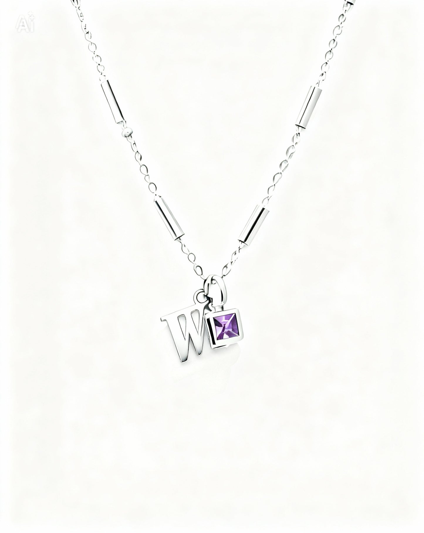 February Birthstone & Initial Bracelet - Amethyst