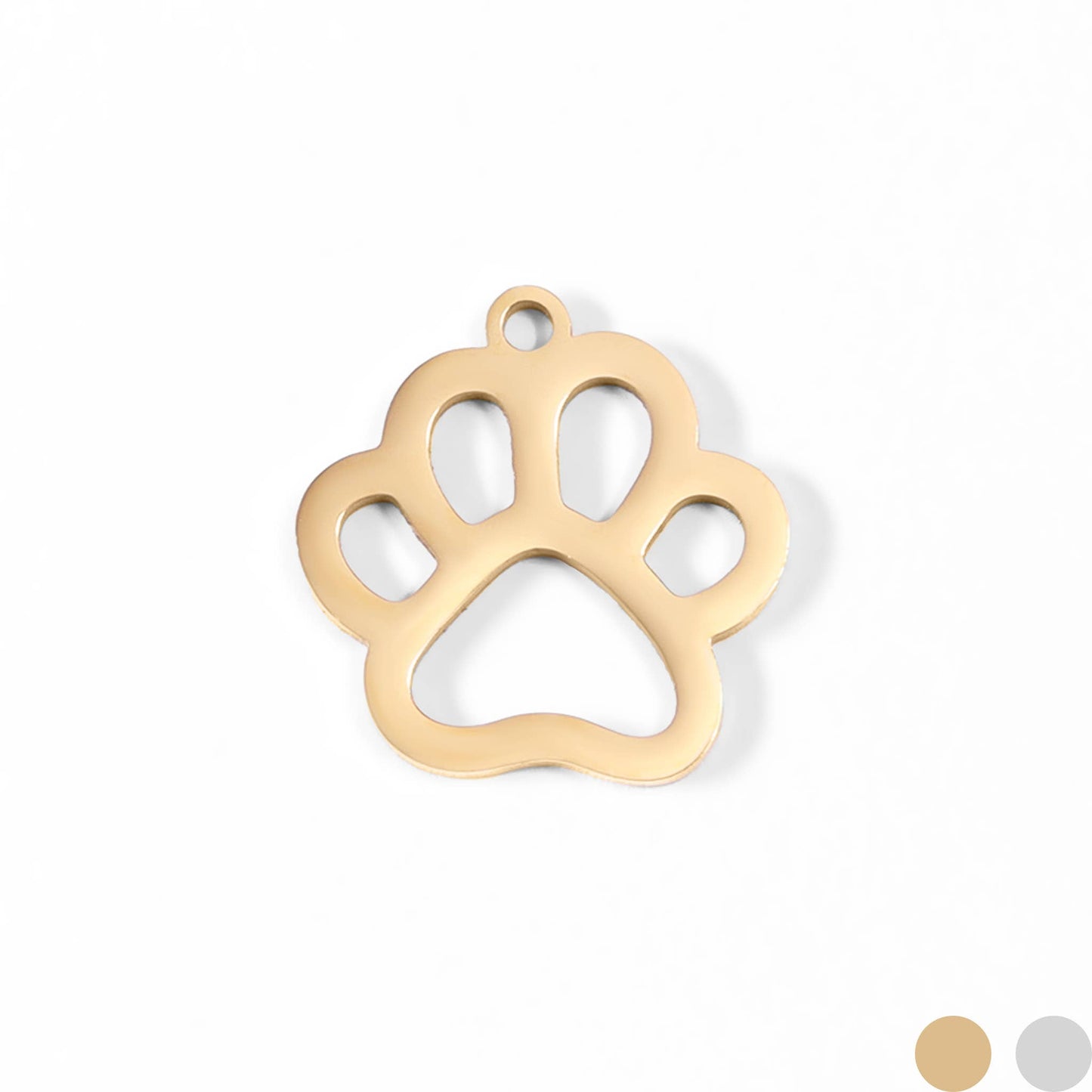 18K Gold PVD Stainless Steel Paw Print Charm: Gold
