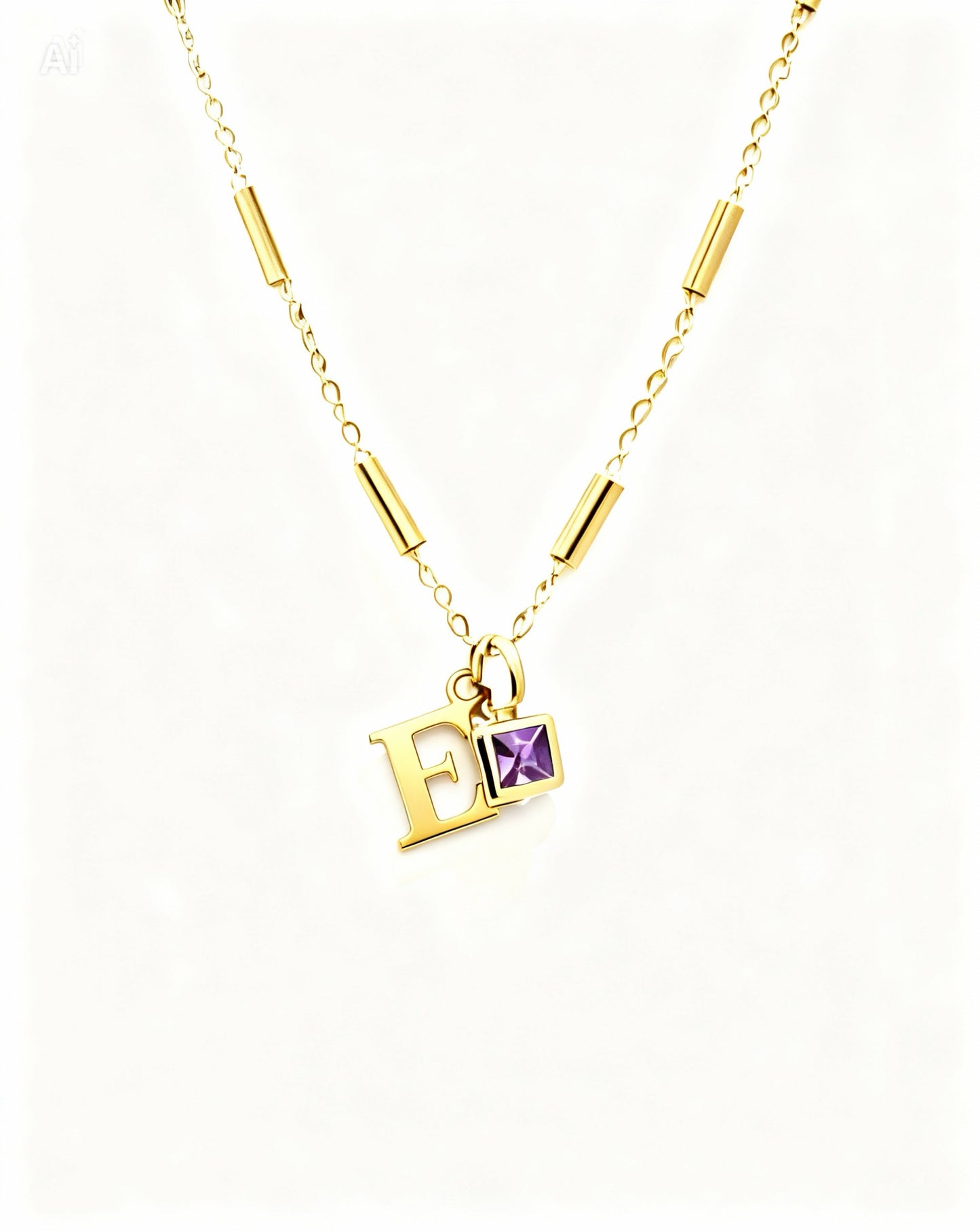 February Birthstone & Initial Bracelet - Amethyst