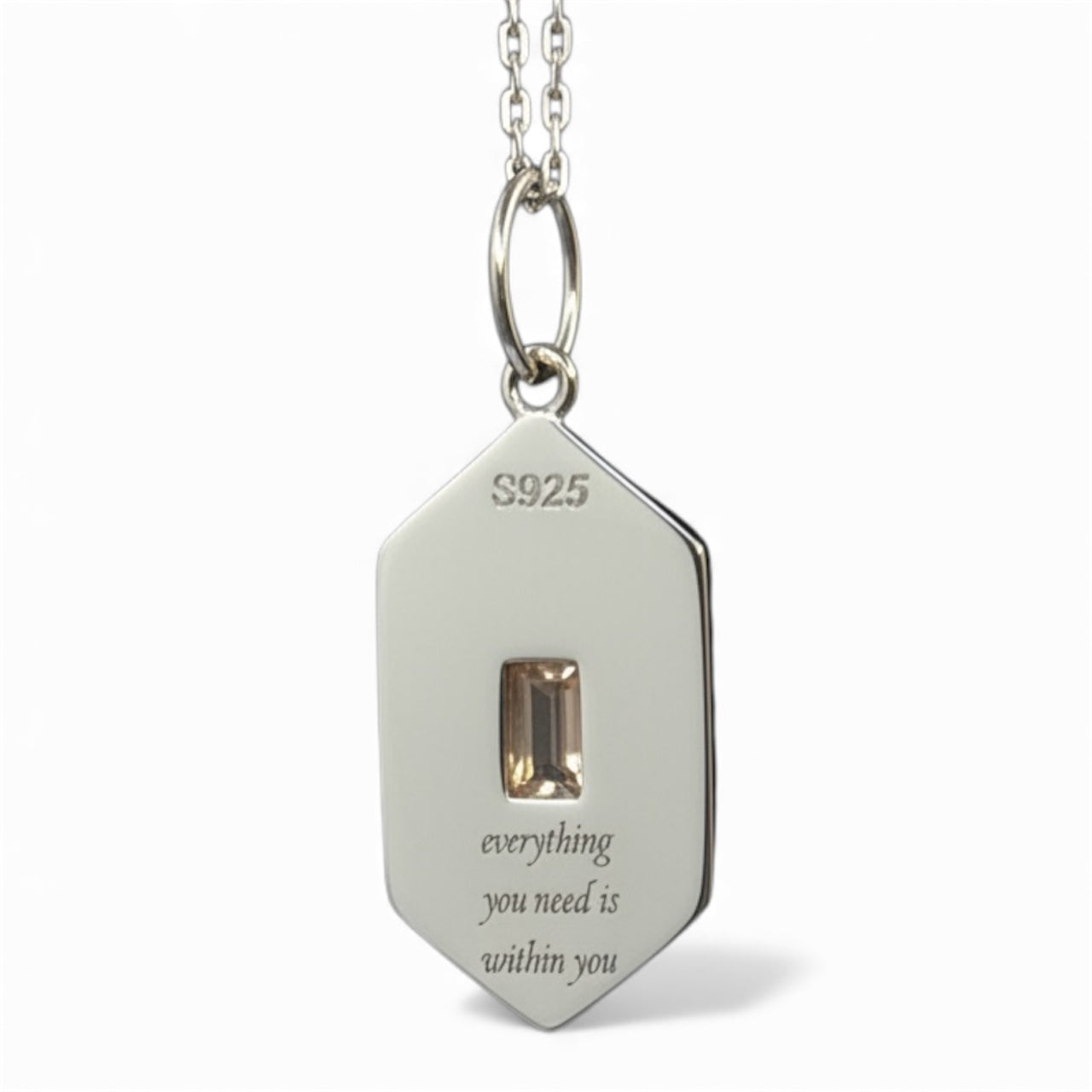 Sterling Silver Yellow Stone pendant necklace