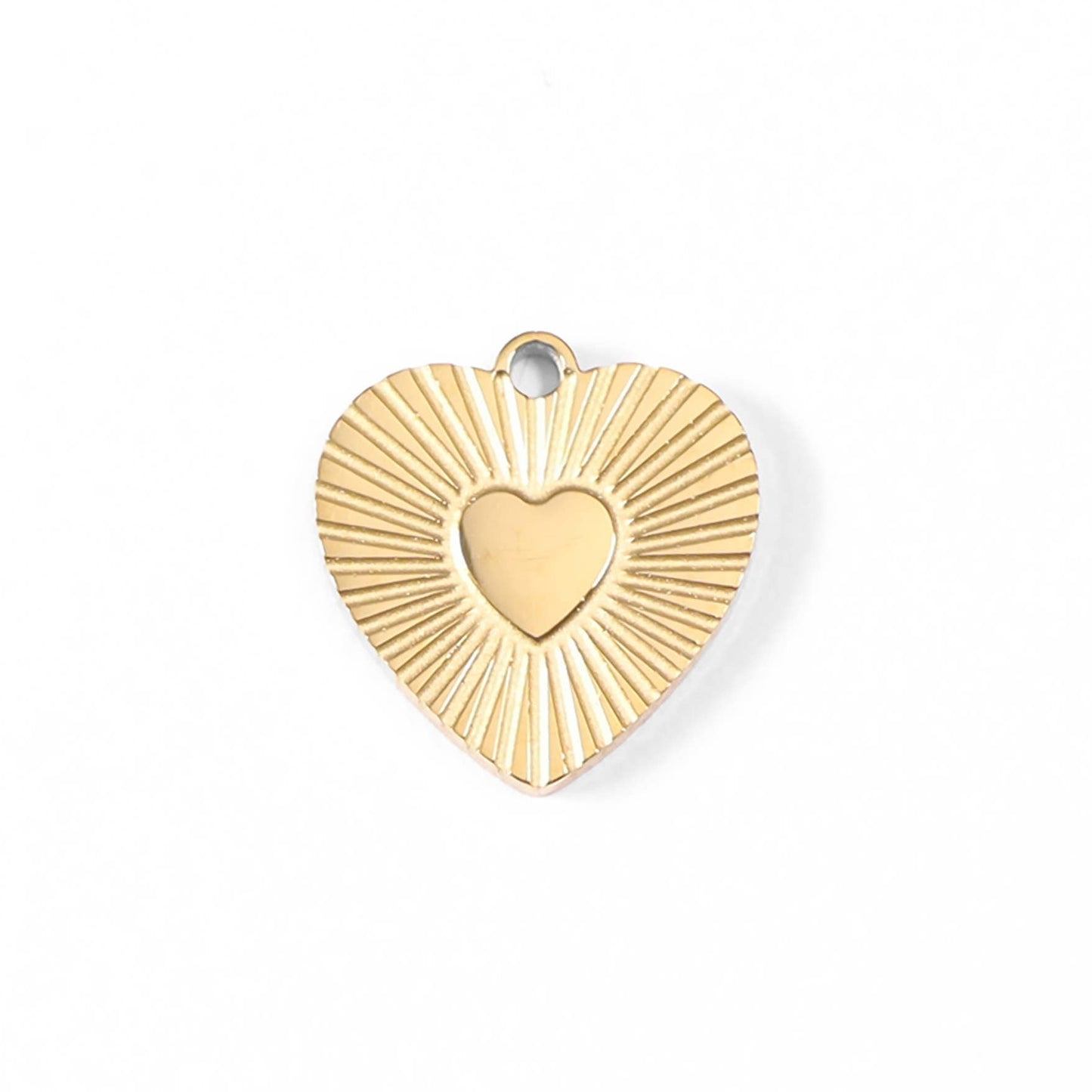 Sunburst Heart Charm, 18K Gold Finish