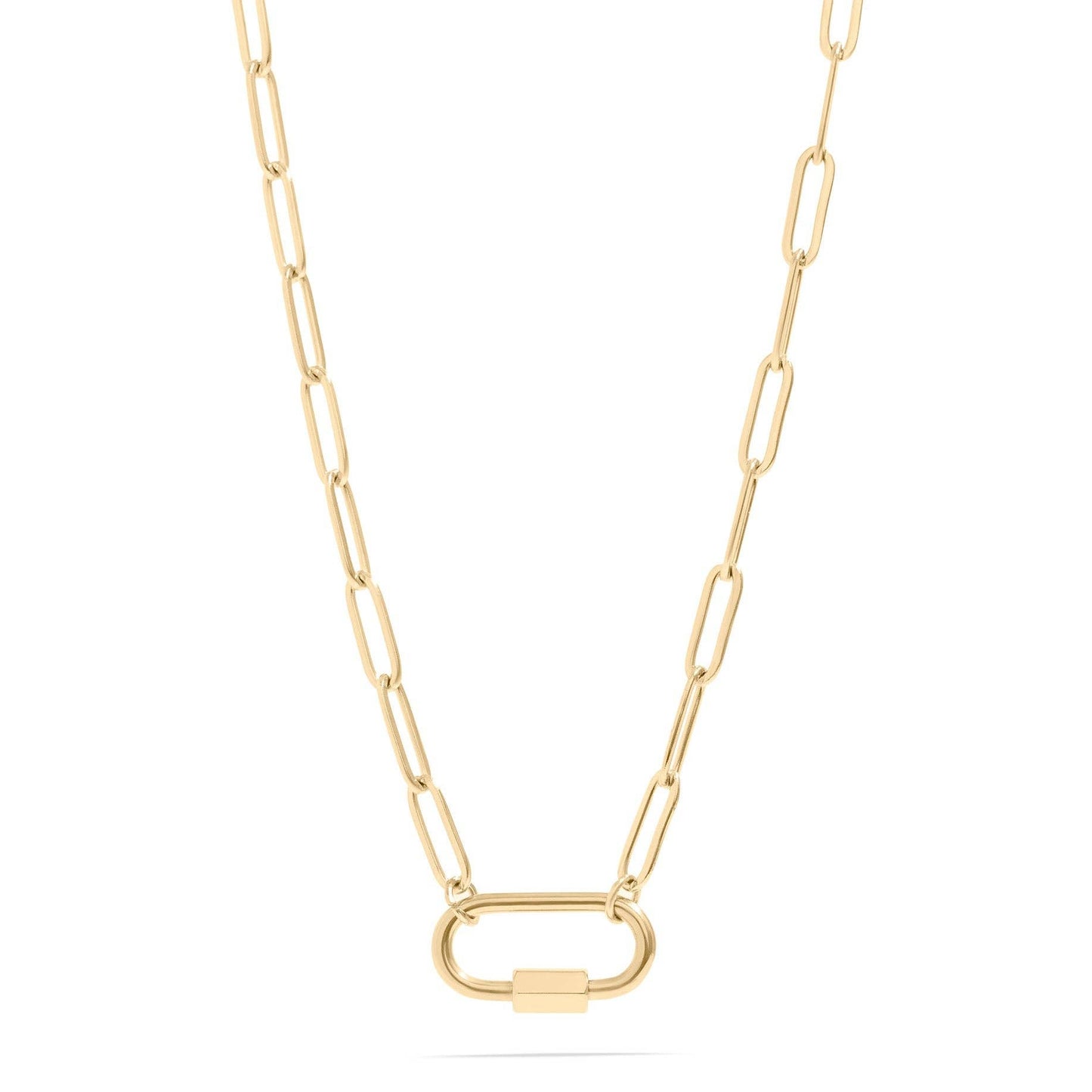 Paperclip Carabiner Necklace 18k Gold finish