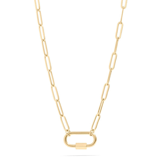 Paperclip Carabiner Necklace 18k Gold finish