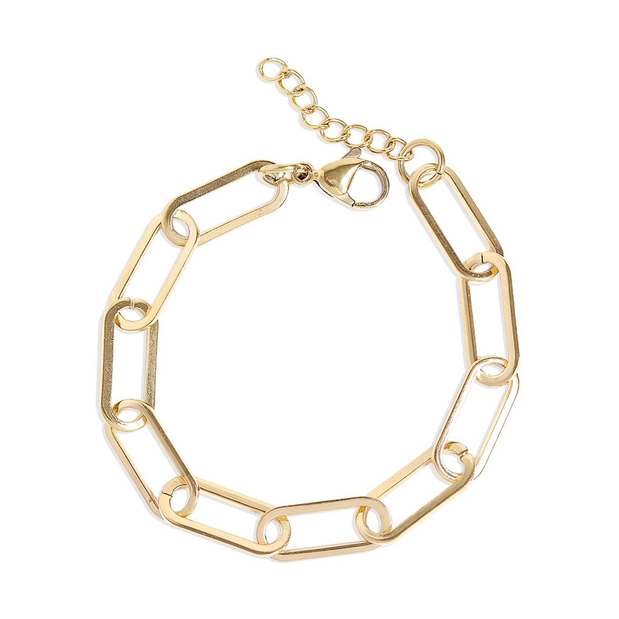 Gold chain bracelet on a white background