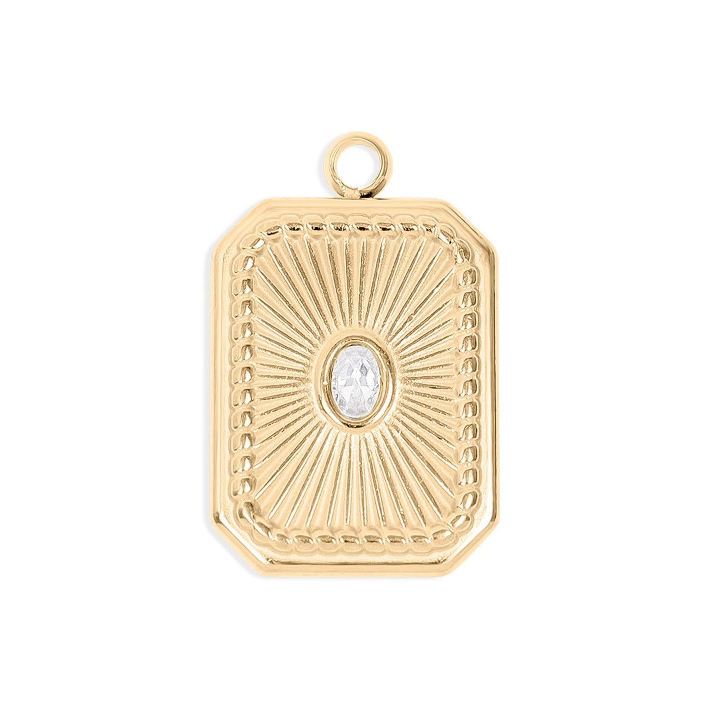 Rectangle Sunburst Crystal Charm 18K Gold finish