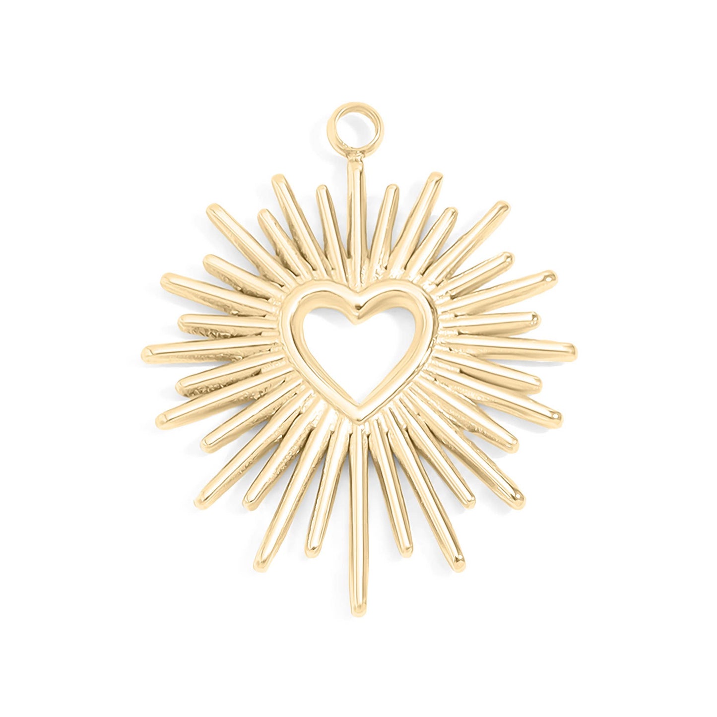 Sunburst Heart Charm 18k Gold finish