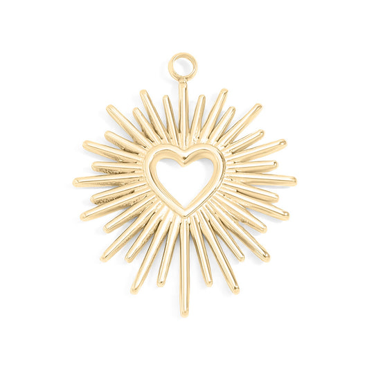 Sunburst Heart Charm 18k Gold finish