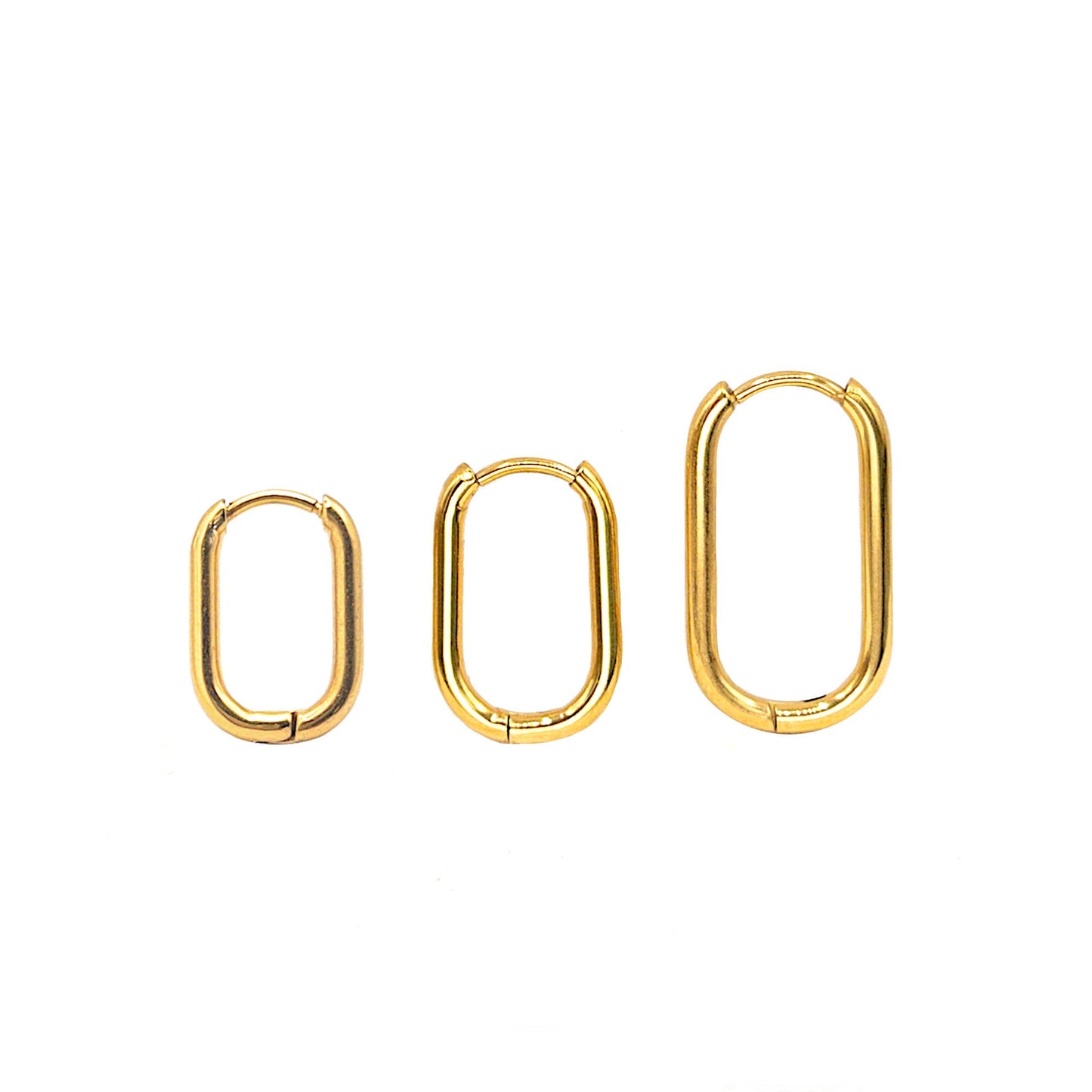 Large Oval Huggie Hoop Earrings 18k Gold plated