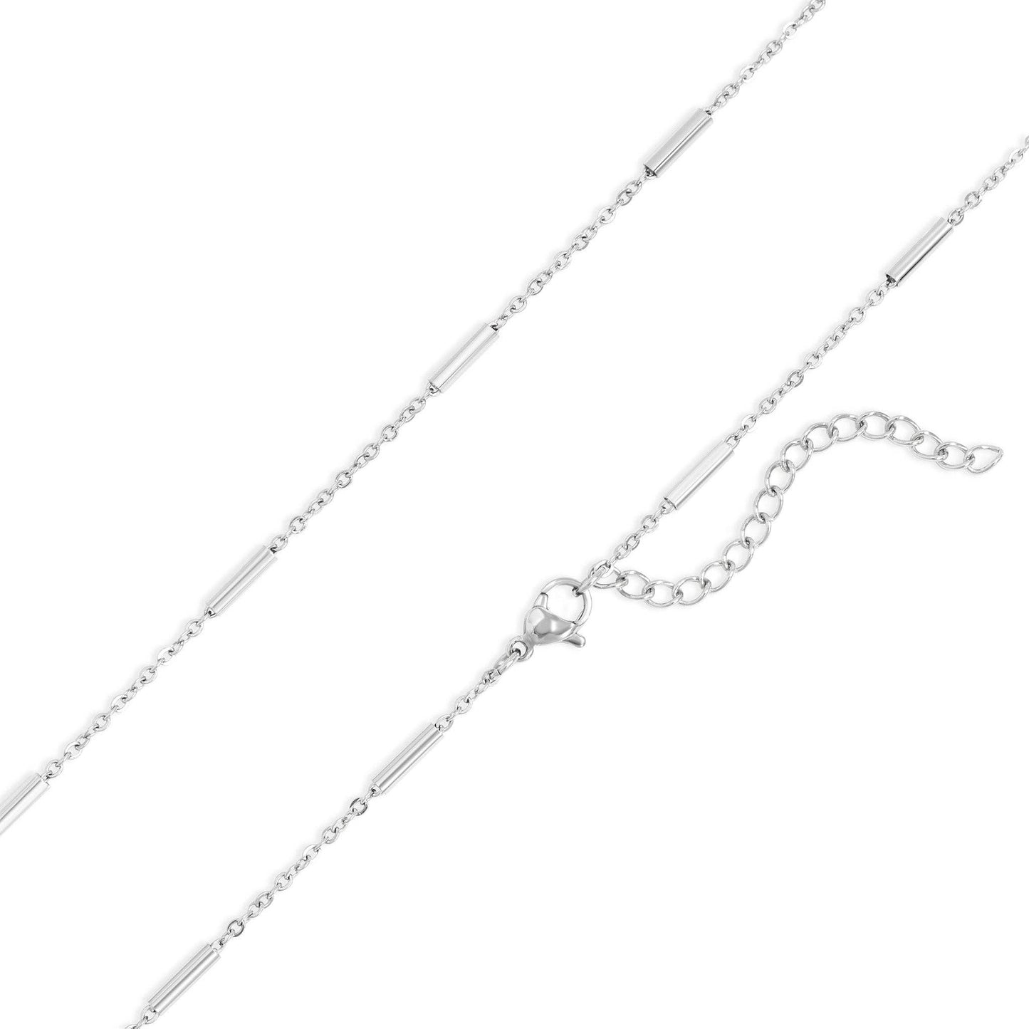 18K Gold & Silver PVD Stainless Steel Satellite Bar Chain Necklace comes in two lengths - Matching Bracelet available