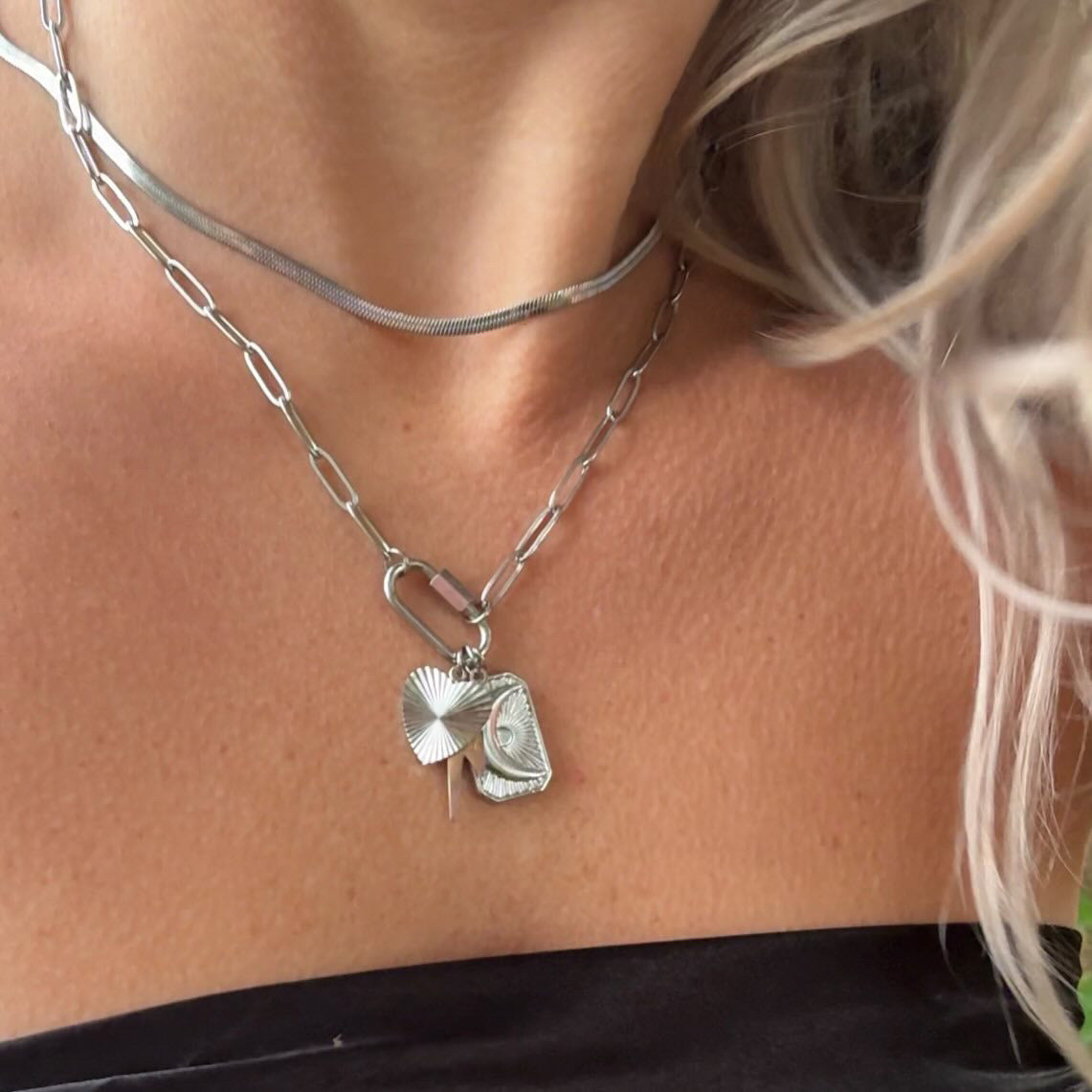 Paperclip Carabiner Necklace 18k Gold finish