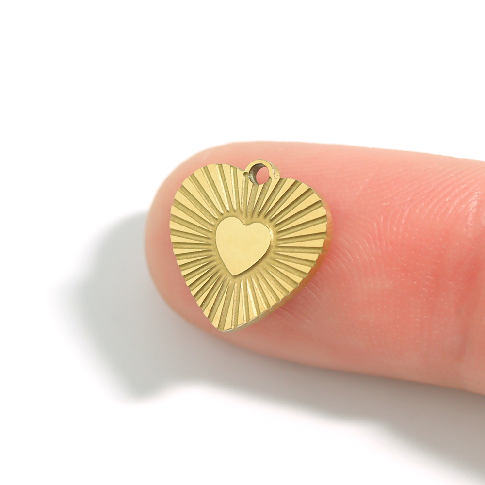 Sunburst Heart Charm, 18K Gold Finish