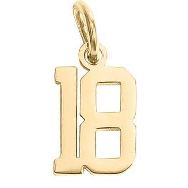 Small Number Charm 18 18k Gold finish