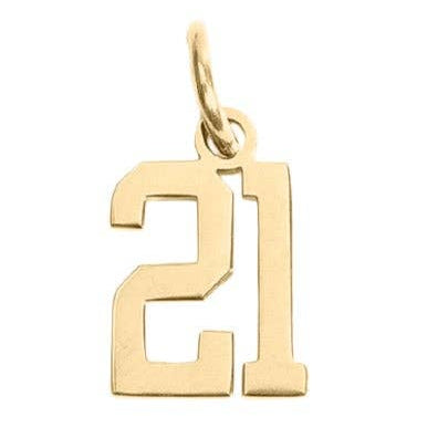 Set of gold number charms from 0 to 99 on a white background