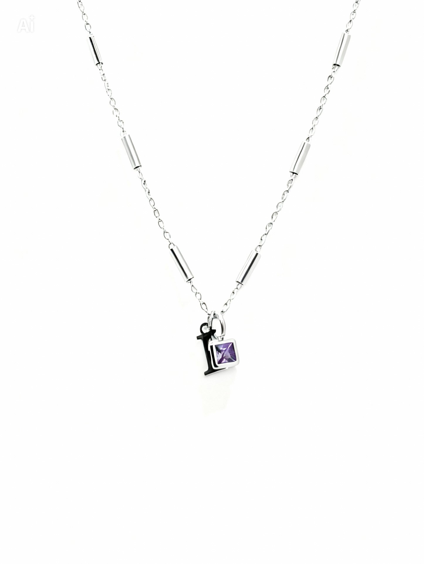 February Birthstone & Initial Bracelet - Amethyst