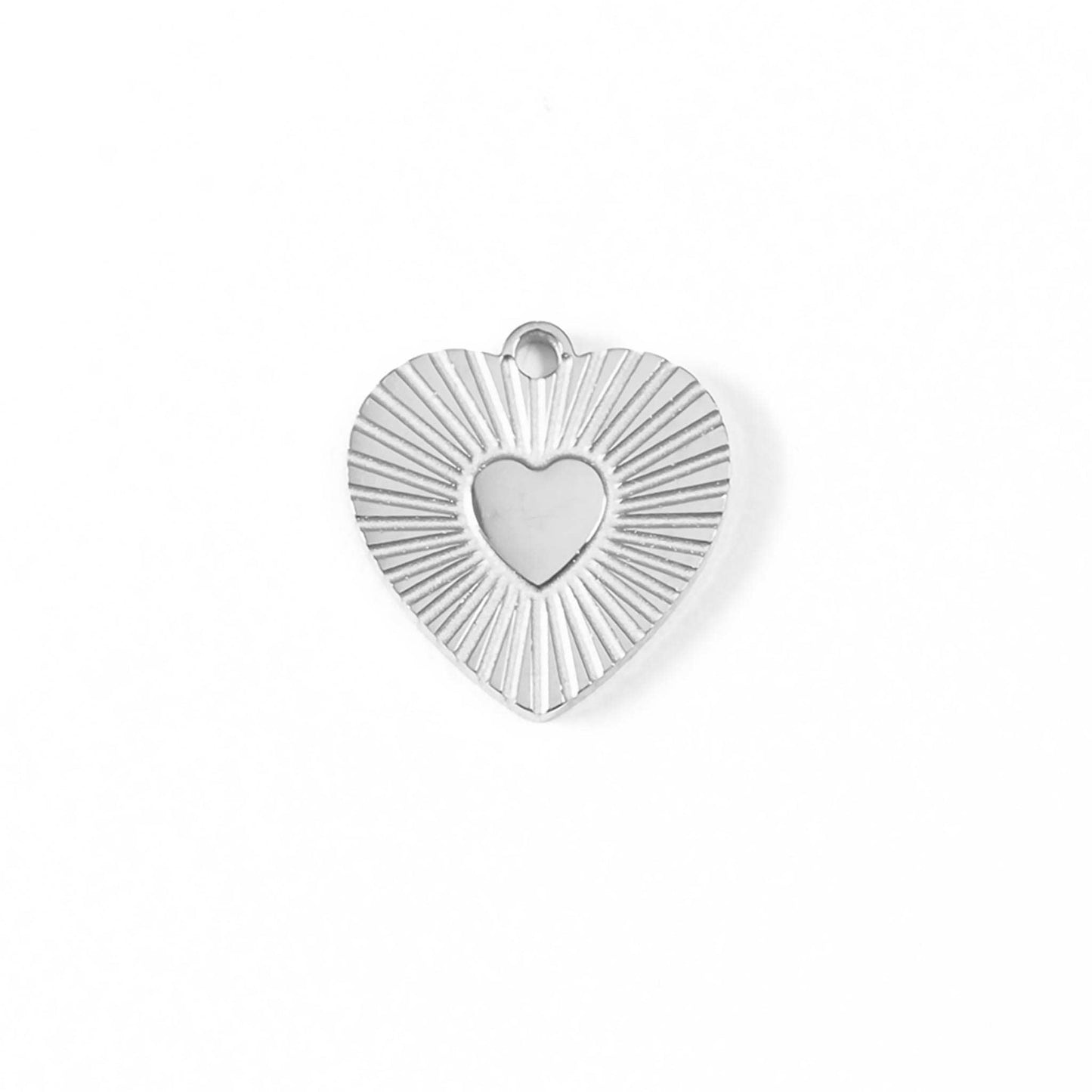 Sunburst Heart Charm, 18K Gold Finish