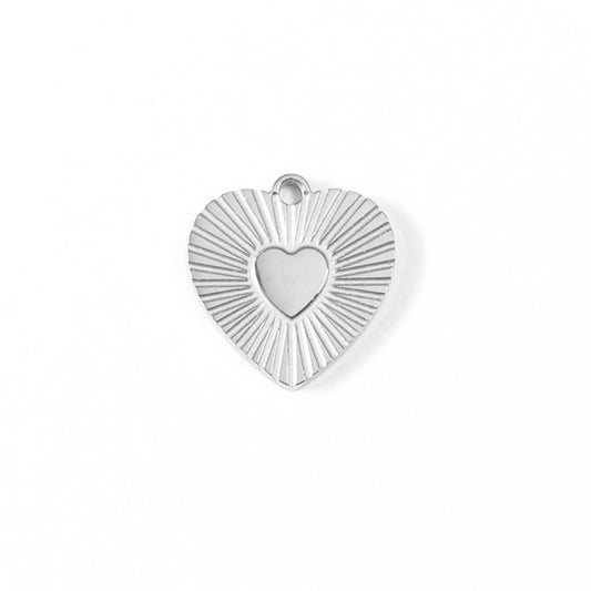 Sunburst Heart Charm, 18K Gold Finish