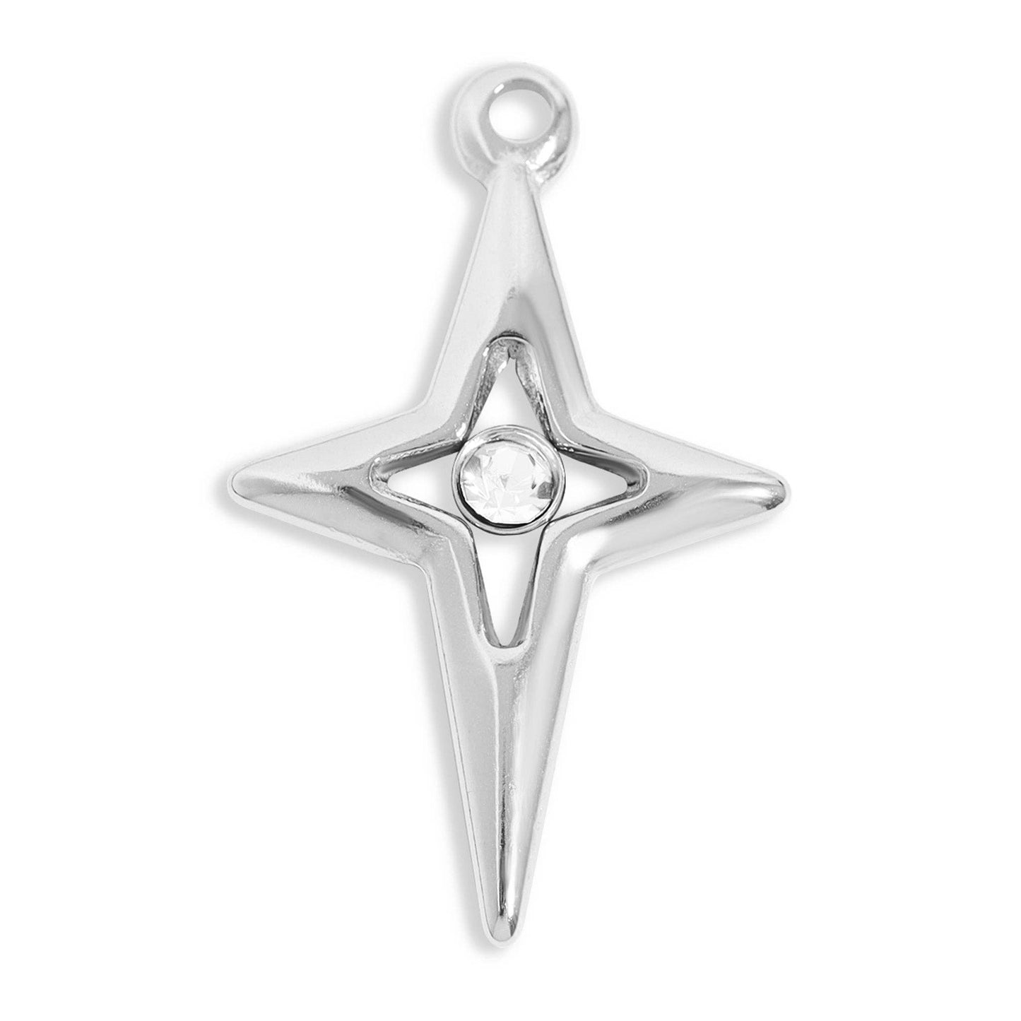 Compass Star Charm Silver