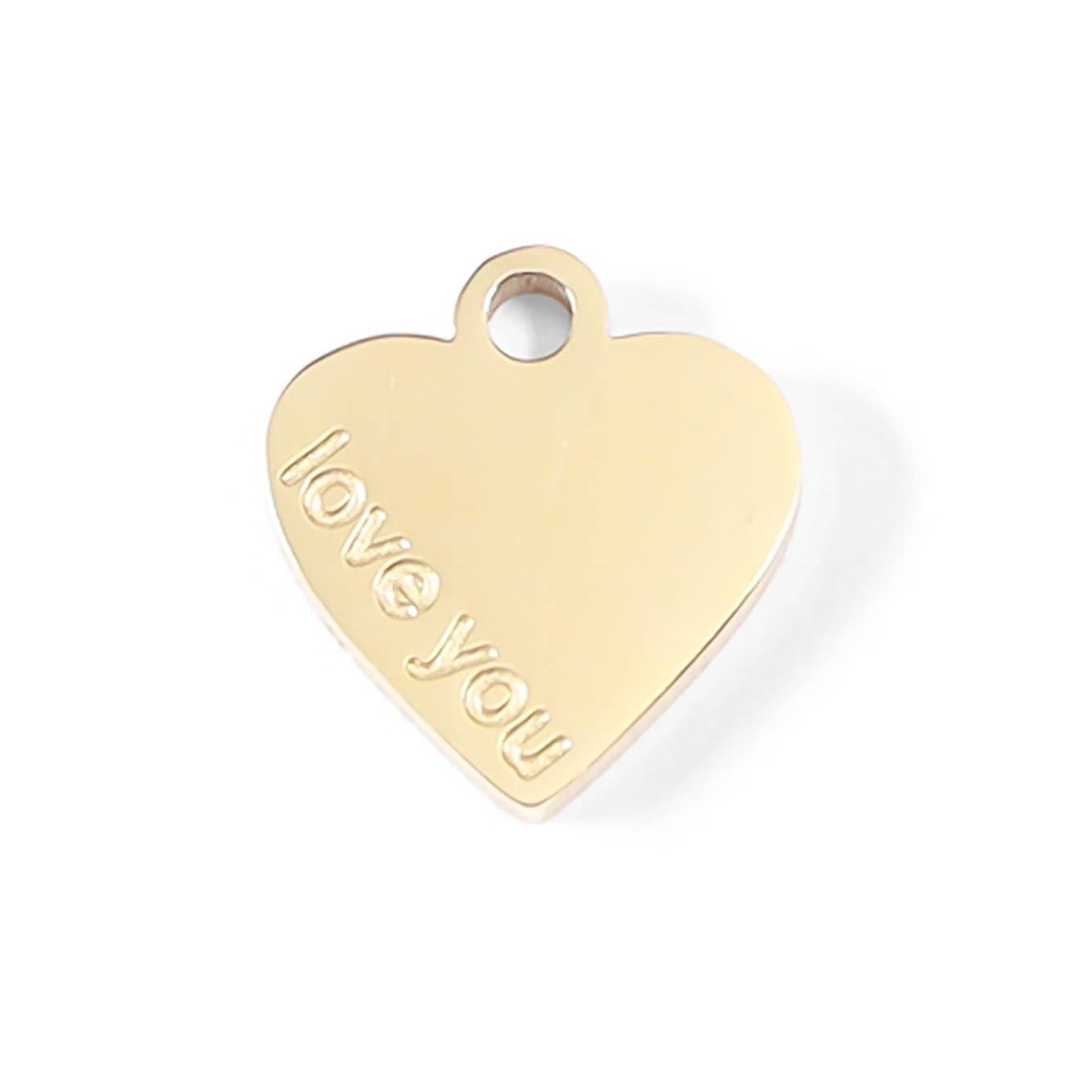 Mini Love You Heart Charm Silver