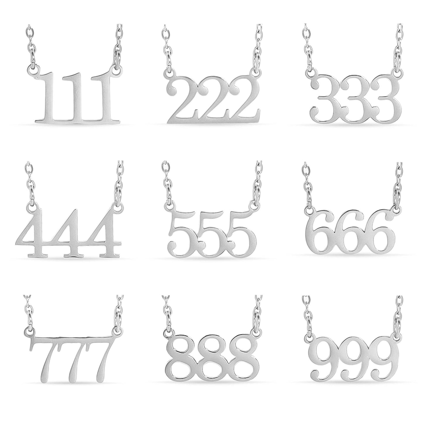 Angel Number Necklaces 18k Gold PVD plating and Silver
