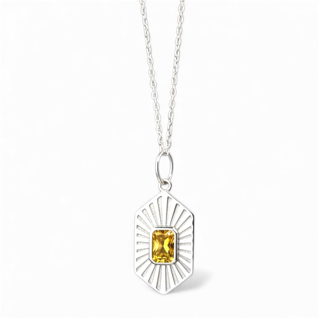 Sterling Silver Yellow Stone pendant necklace