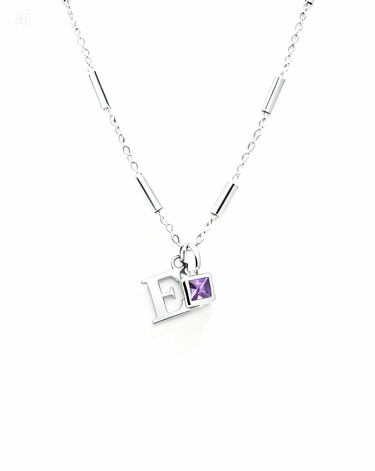 February Birthstone & Initial Bracelet - Amethyst
