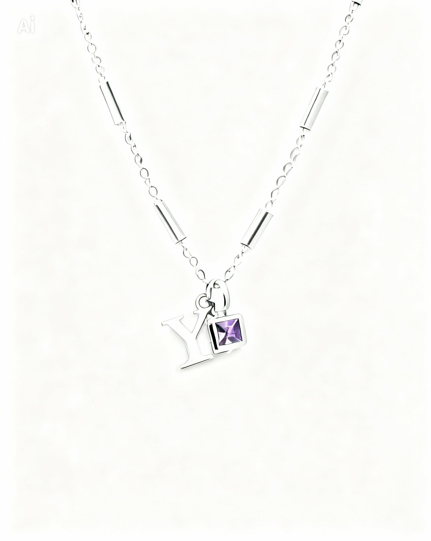 February Birthstone & Initial Bracelet - Amethyst