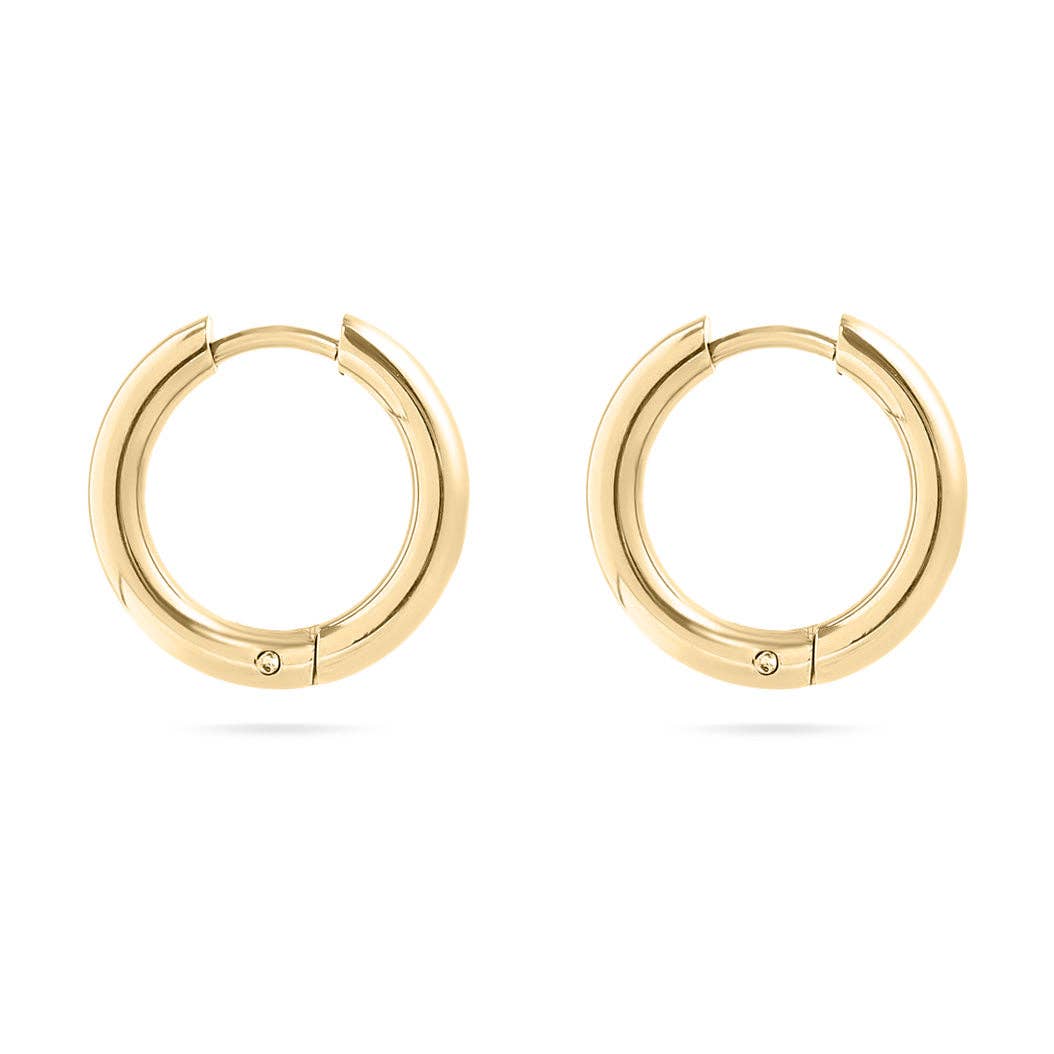 Circle Huggie Hoop Earrings 18K Real Gold plated