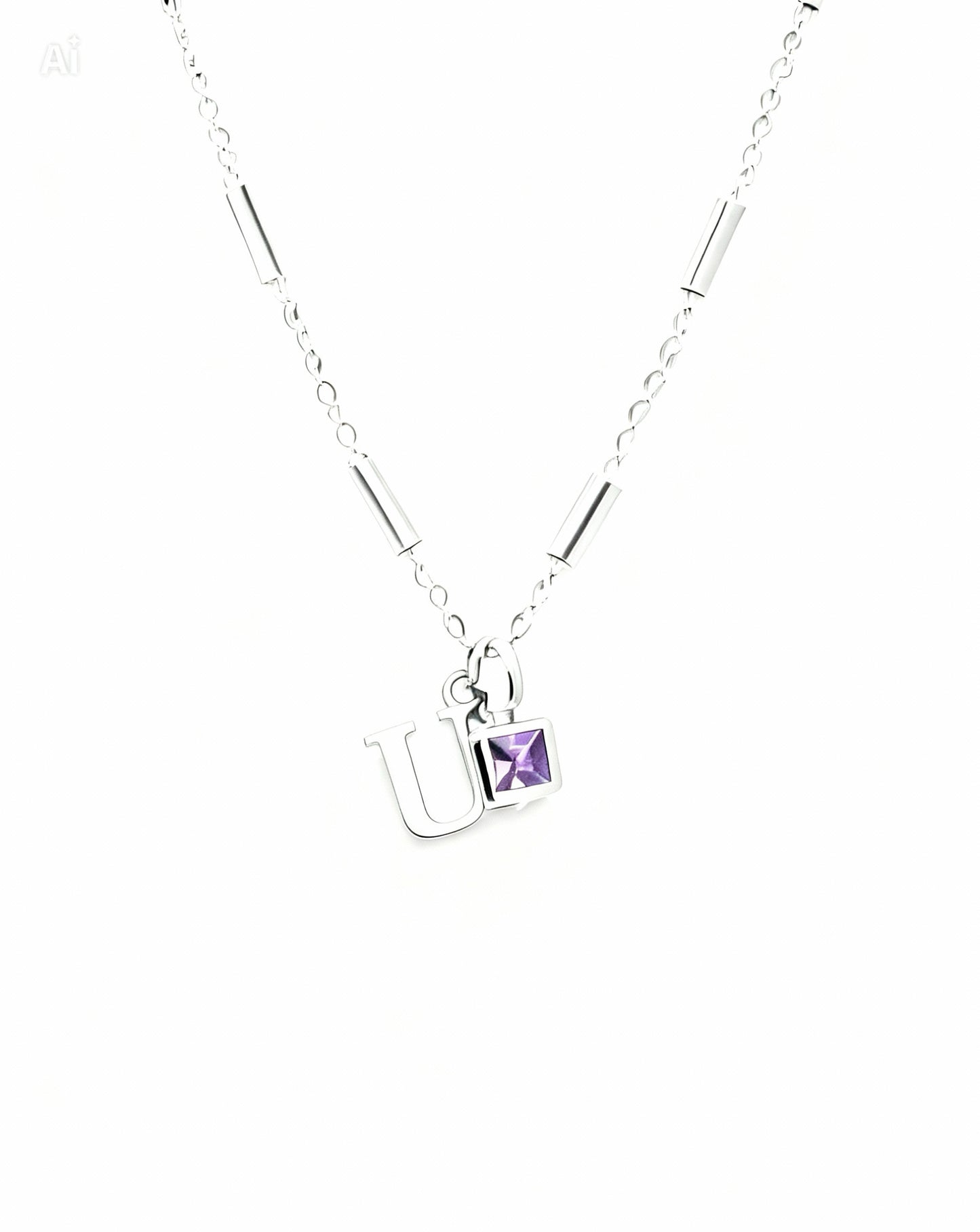 February Birthstone & Initial Bracelet - Amethyst