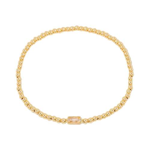 Birthstone Ball Elasticated bracelet Gold