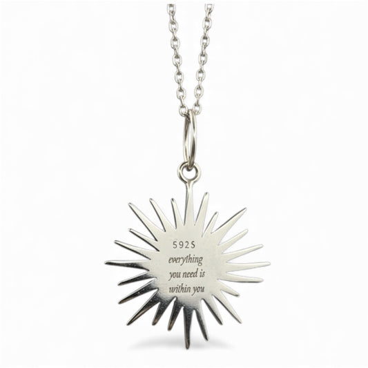 Sterling Silver Black gemstone “everything you need is within you”pendant necklace