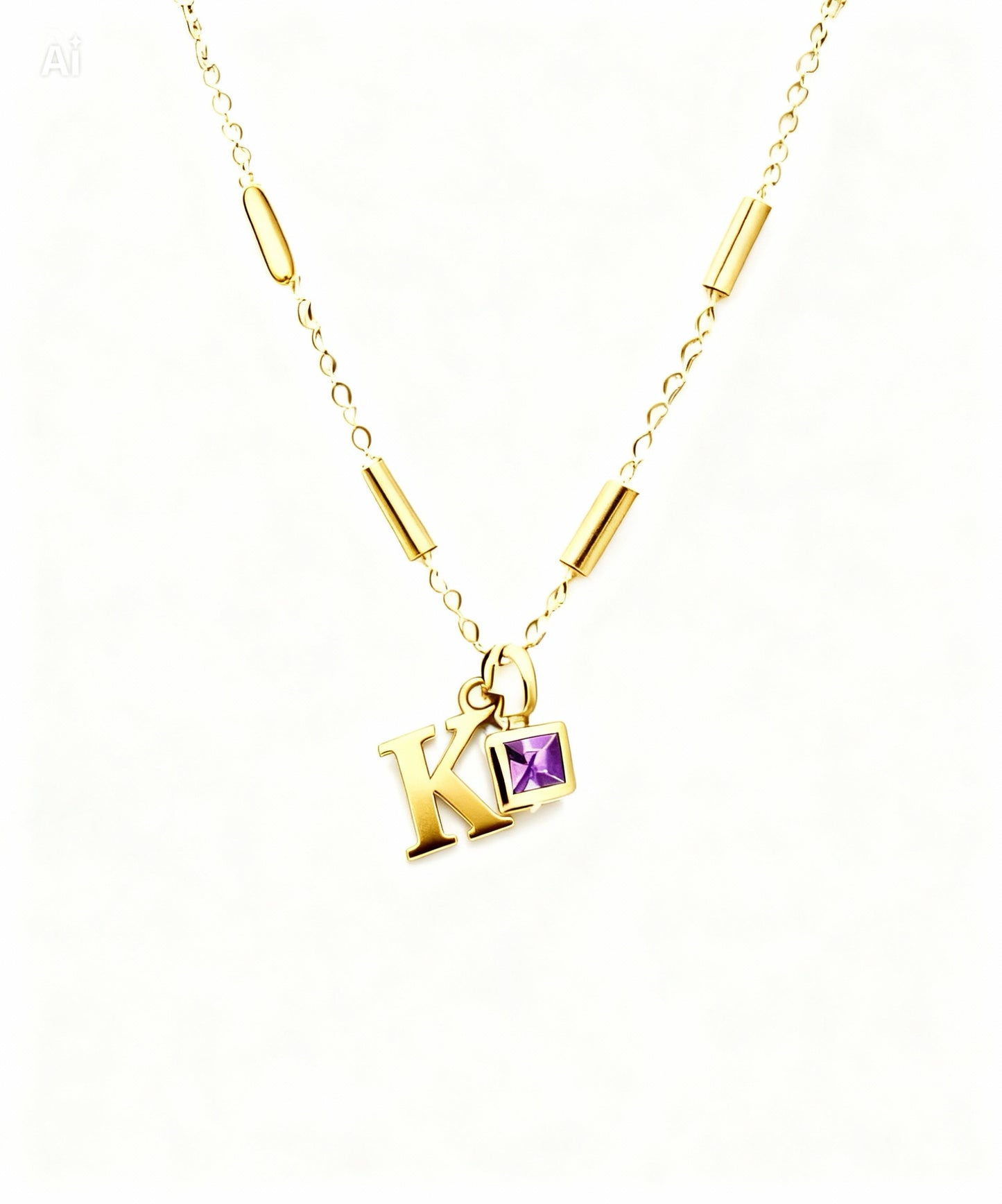 February Birthstone & Initial Bracelet - Amethyst