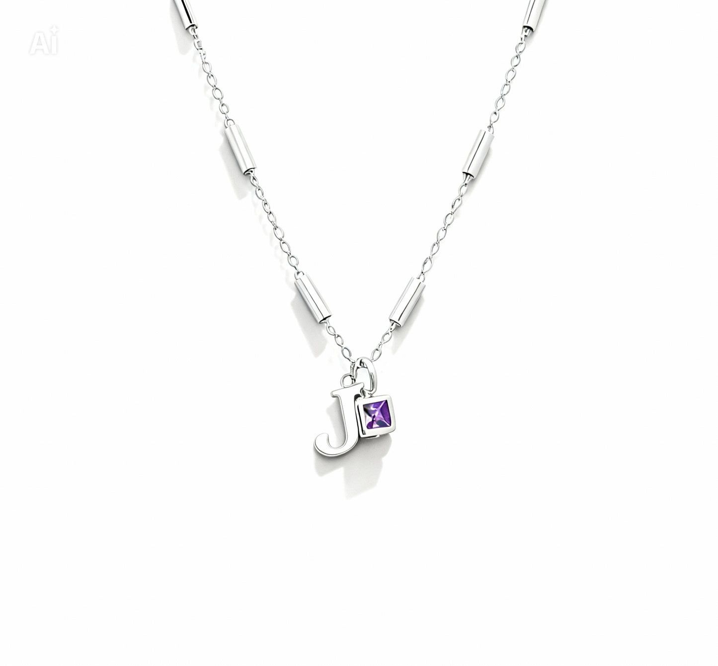 February Birthstone & Initial Bracelet - Amethyst
