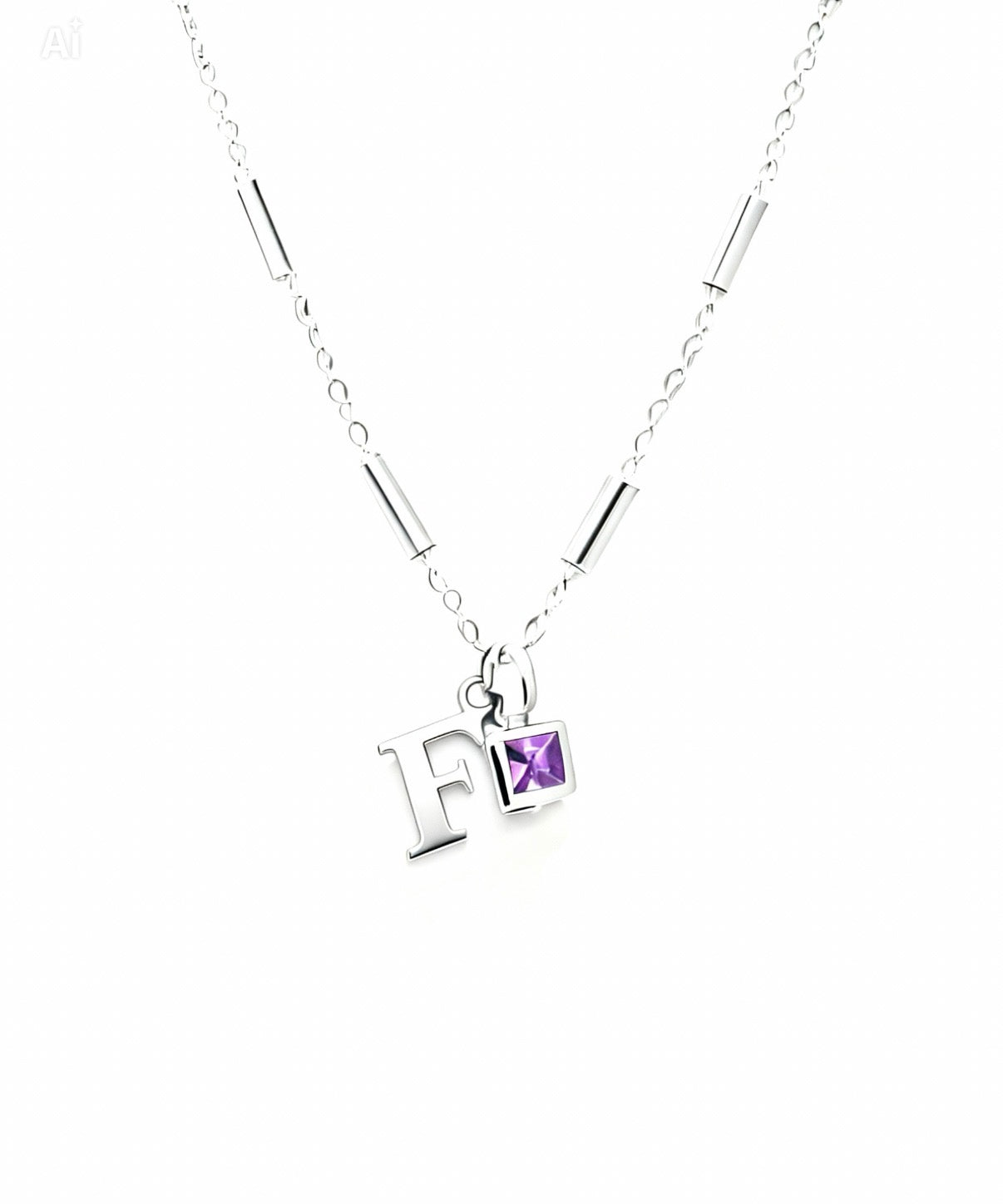 February Birthstone & Initial Bracelet - Amethyst