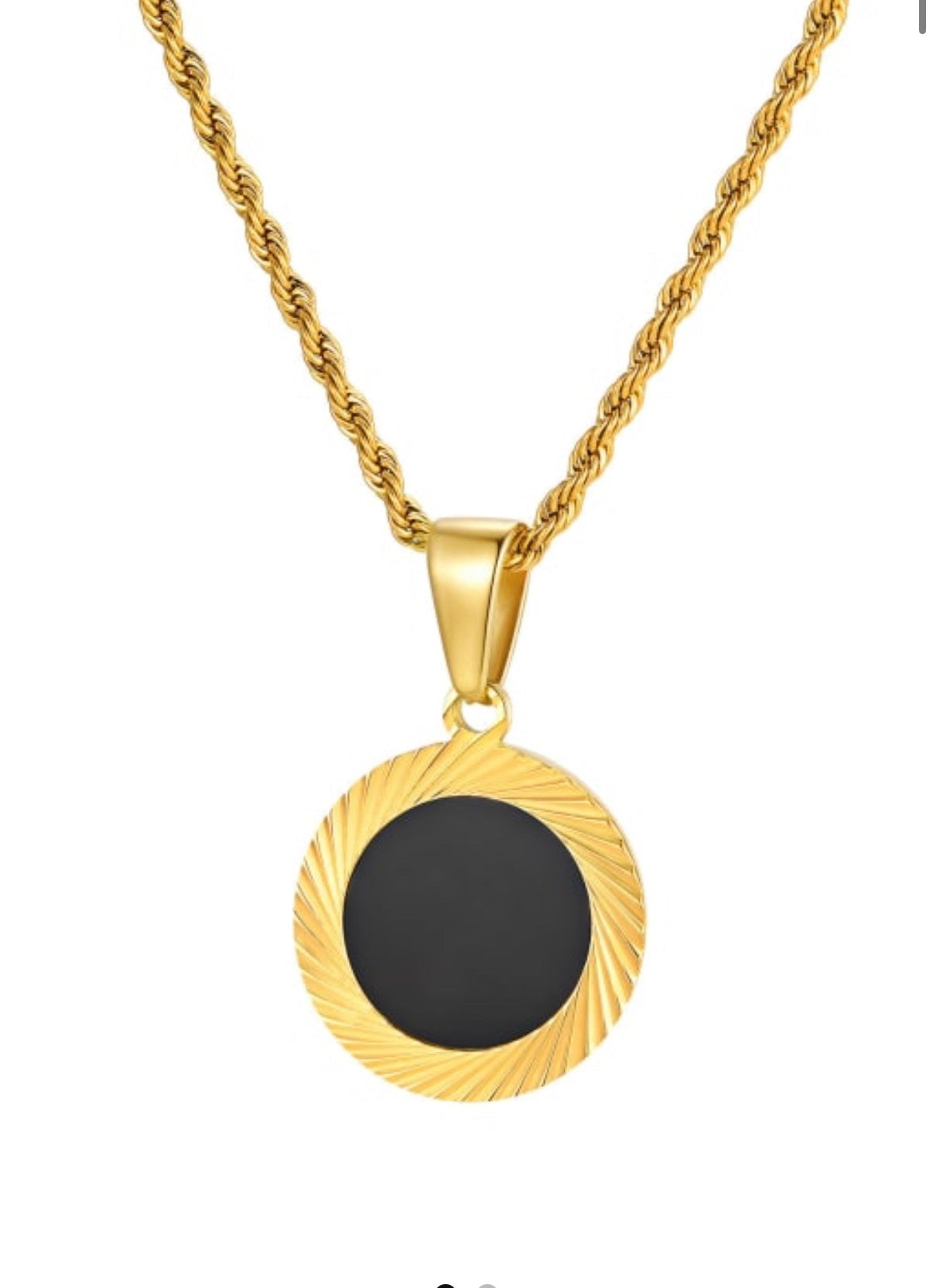 Men’s 18k Gold Plated Black pendant drop necklace