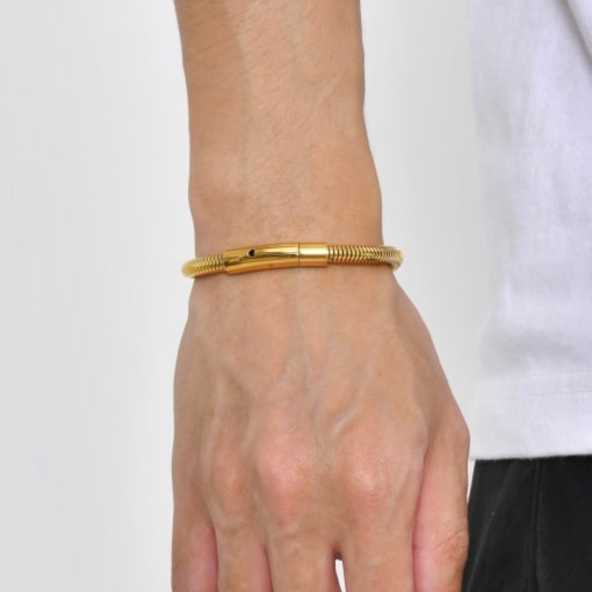 Mens Snake chain Bracelet Gold Silver & Black