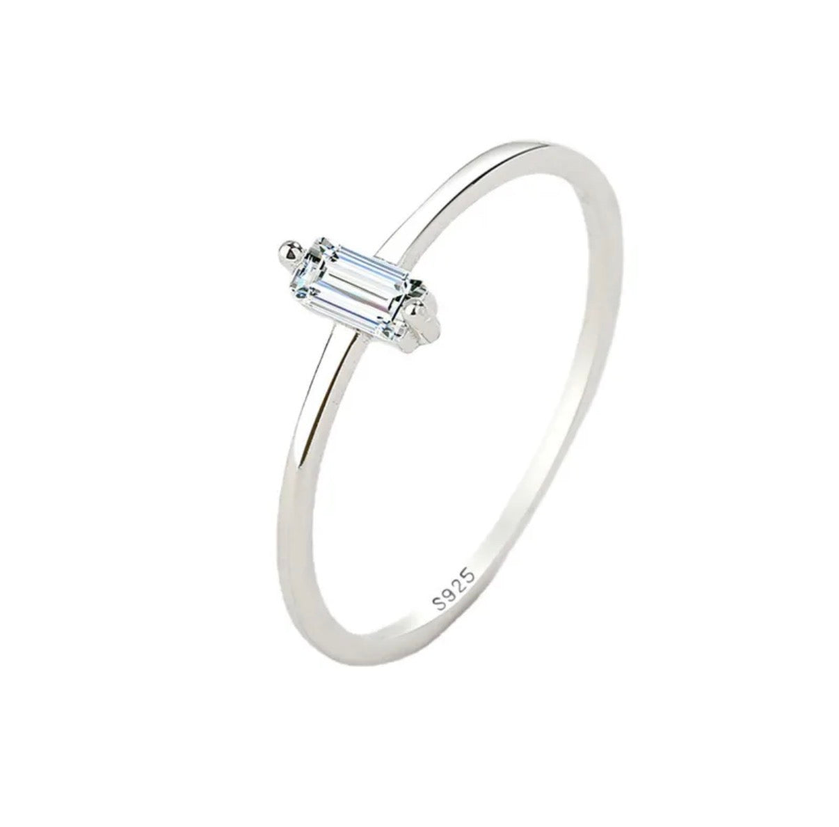 Sterling Silver Baguette Cut Cubic Zirconia Ring