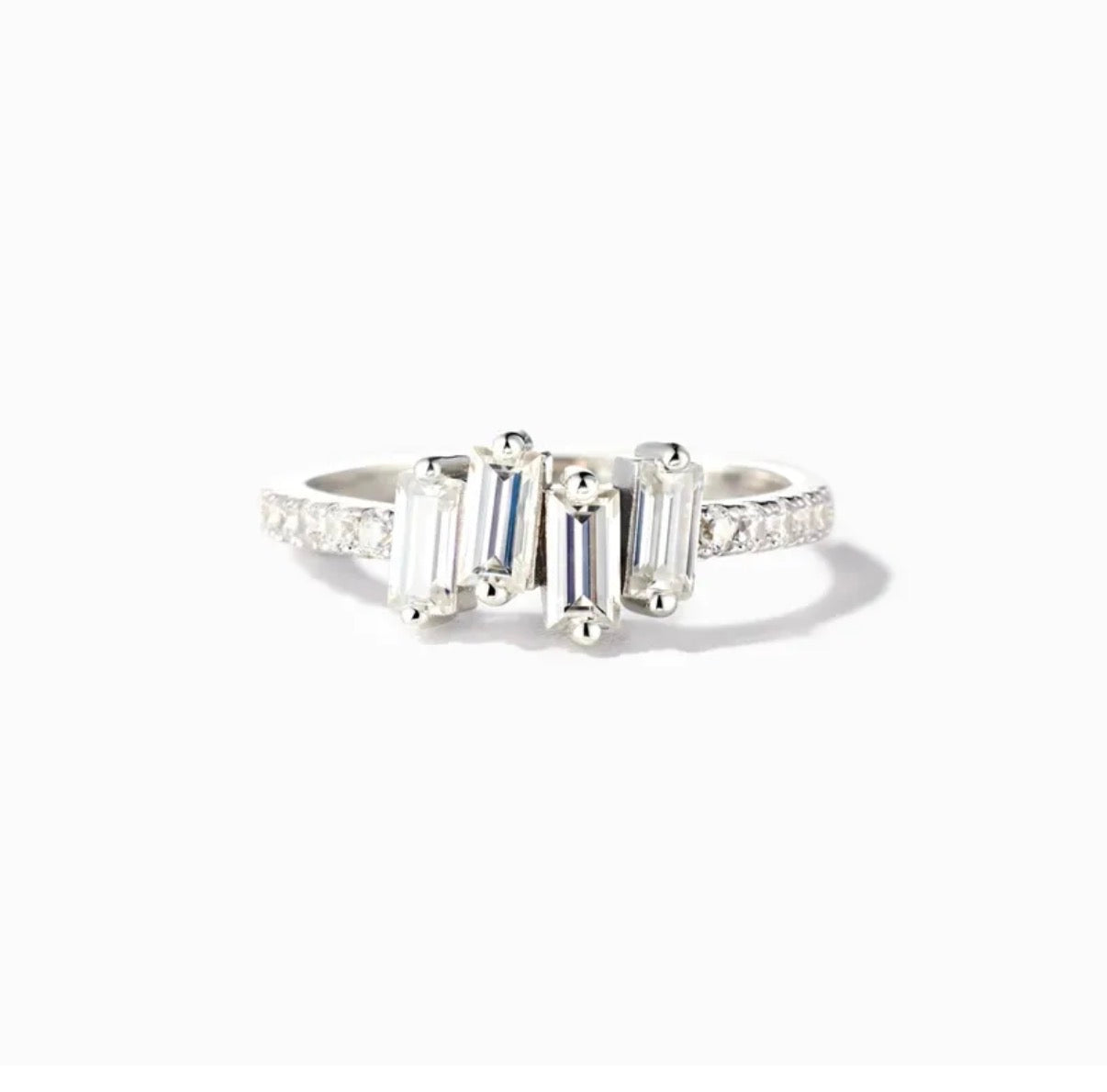 Sterling Silver emerald cut Cubic Zirconia ring